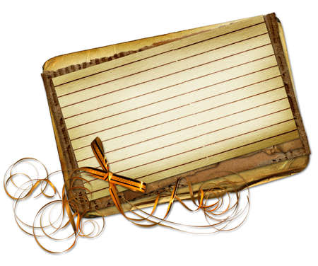 Grunge papers with bow on isolated backgroundの写真素材