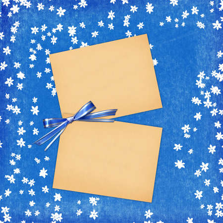 Card for design with sheets and blue bowの写真素材