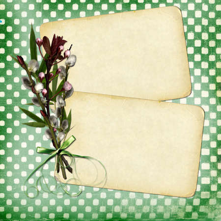 Card for design with sheets and bouquetの写真素材