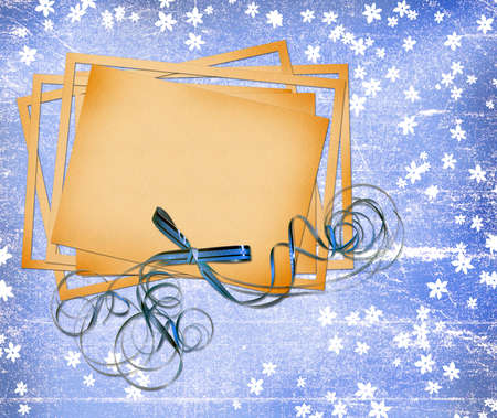 Card for design with sheets and bowの写真素材