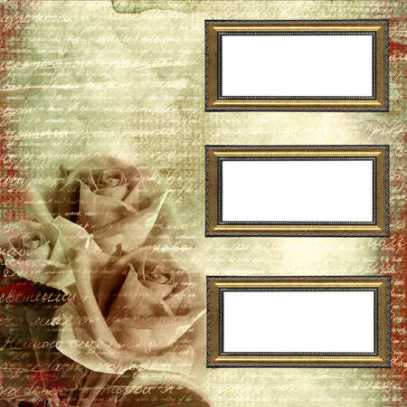Frames on glamour grunge background with rosesの写真素材