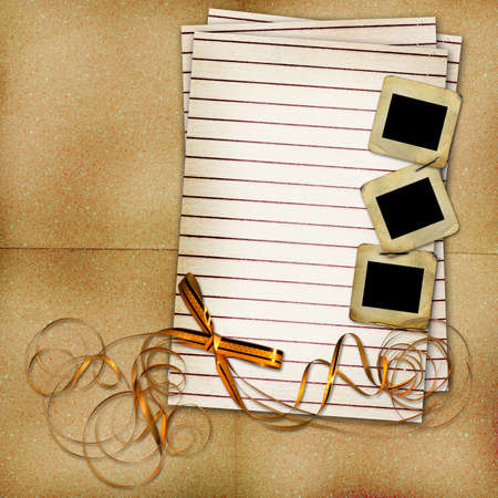 Sheet for design with bow and slidesの写真素材