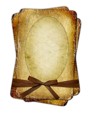 Old grunge papers with bow isolated backgroundの写真素材