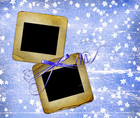 Old slides for design with blue bowの写真素材