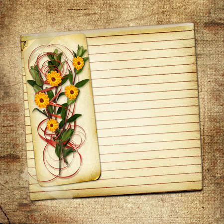 Card with bouquet on old grunge background
の写真素材