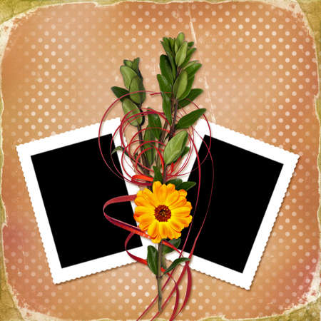 Card with bouquet on old grunge background
の写真素材