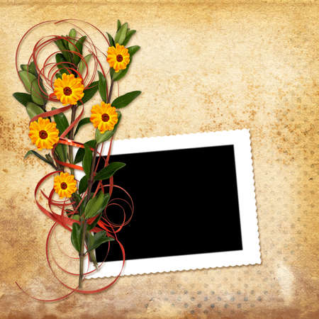 Card with bouquet on old grunge background
の写真素材