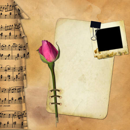 Grunge paper with rose on musical background
の写真素材