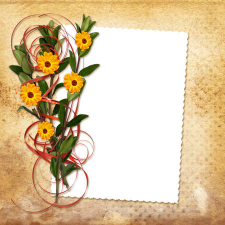 Card with bouquet on old grunge background
の写真素材