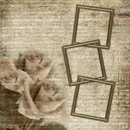 Frames on grunge glamour background with rosesの写真素材