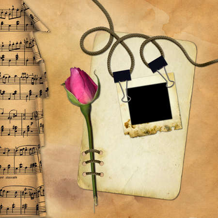 Grunge paper with rose on musical background
の写真素材