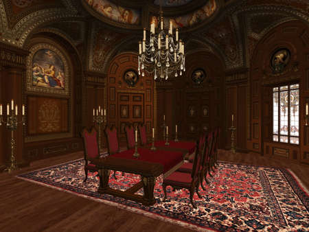 a dining room in the medieval styleの写真素材