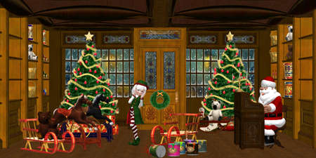 the great disaster in the Christmas workshopの写真素材