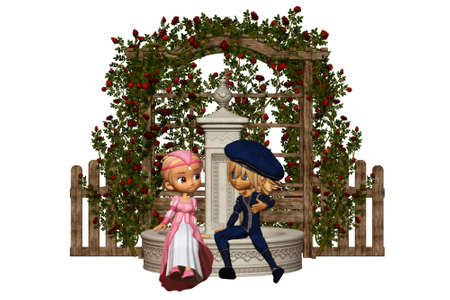 Romeo and Juliet in the garden - isolated on whiteの写真素材