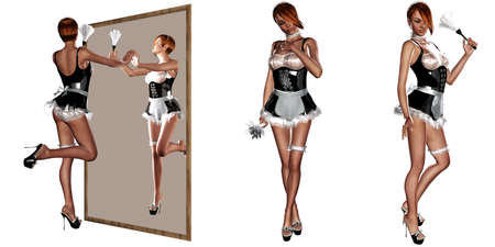 a very sexy housemaid - isolated on whiteの写真素材