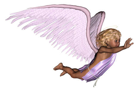 a cute little angel - isolated on whiteの写真素材