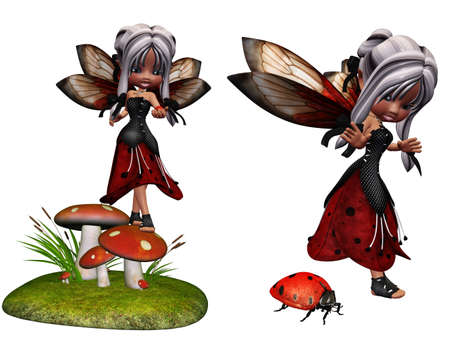 a ladybug fairy an her ladybugの写真素材