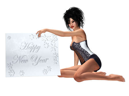 a sexy girl presents the new yearの写真素材