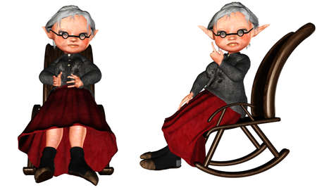 Grandmother told stories of old times - isolated on whiteの写真素材