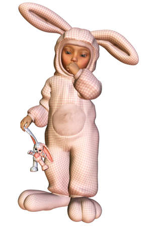 a little cute easter baby - isolated on whiteの写真素材