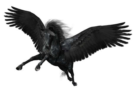 a powerful flying Pegasus - isolated on whiteの写真素材