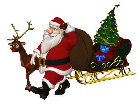 Santa Claus is coming - isloated on whiteの写真素材