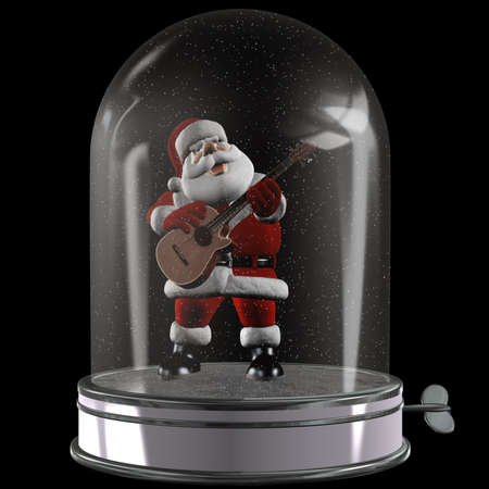 a singing Santa in the Music Box - isolated on blackの写真素材