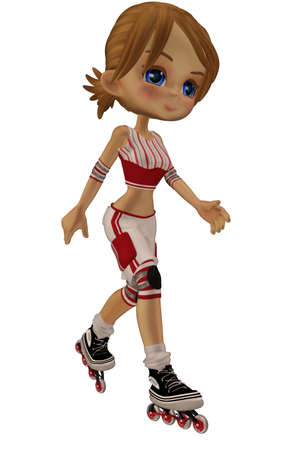 a cute skater girl - isolated on whiteの写真素材