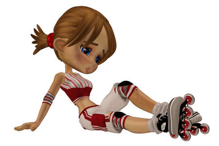 a cute skater girl - isolated on whiteの写真素材