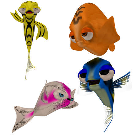 a funny toon fish - isolated on whiteの写真素材