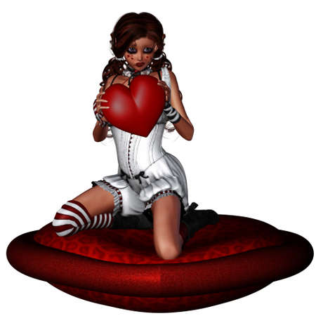 a beauty valentine girl - isolated on whiteの写真素材