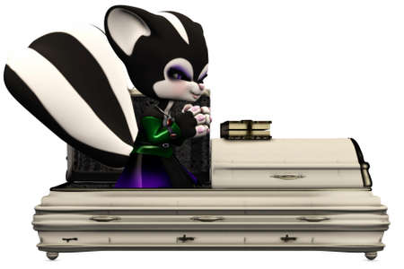 a vampire in the coffin - isolated on whiteの写真素材