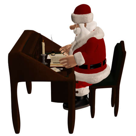 Santa Claus read the christmas story - isolated on whiteの写真素材