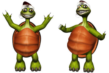a funny christmas turtle - isolated on whiteの写真素材