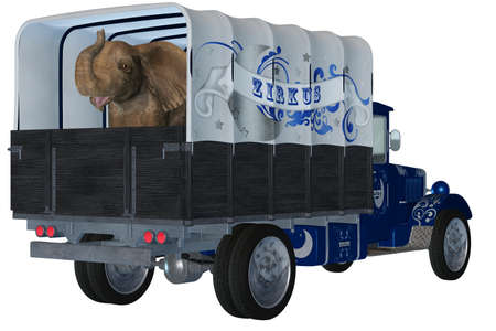 a funny circus wagon - isolated on whiteの写真素材