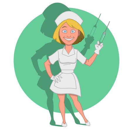 Nurse with a syringe. Vector illustrationのイラスト素材