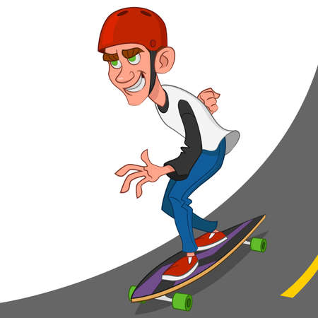 skateboarder rides a longboard. Vector illustration.のイラスト素材