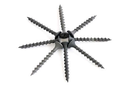 eight screws isolated on white backgroundの写真素材