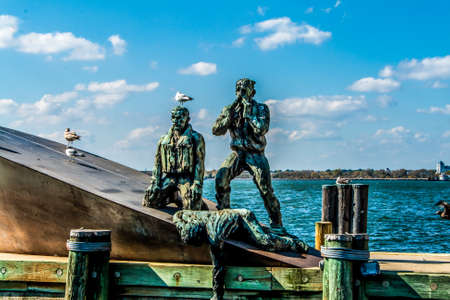 Detail of American Merchant Mariners Memorial in New York Cityの写真素材