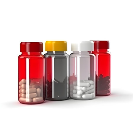medicine bottles on a white background. 3d rendering.の素材
