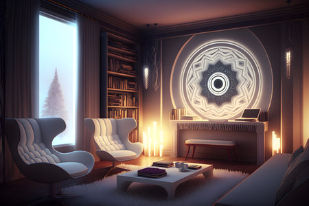 interior of the living room, 3D rendering, 3D illustrationの素材