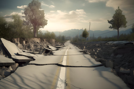 Abandoned road in the middle of the desert. concept imageの素材