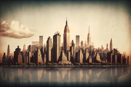 Panoramic view of Manhattan, New York City, USA.の素材