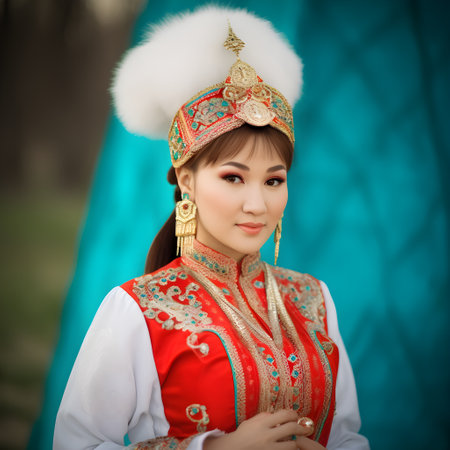 Beautiful asian woman wearing thai traditional costume in the parkの素材