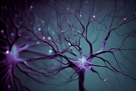 3d illustration of brain cell with neurons, nervous system, nervous systemの素材