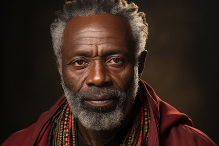 Portrait of a senior African man with afro hair and beard.の素材