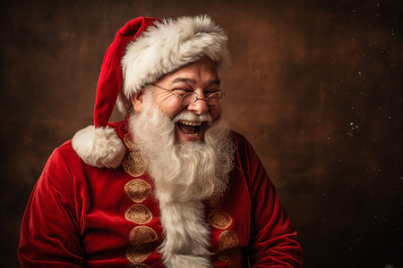 Portrait of Santa Claus sitting in armchair and looking at cameraの素材