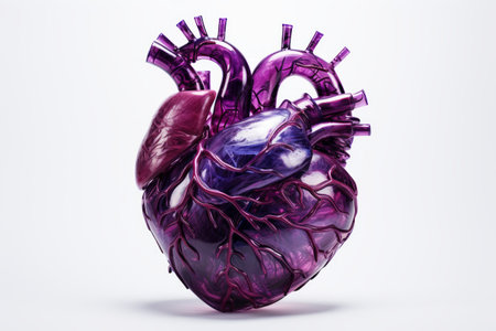Human heart on a white background. 3d rendering, 3d illustrationの素材