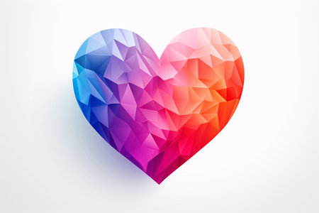 Colorful polygonal heart on a white background. Vector illustration.の素材