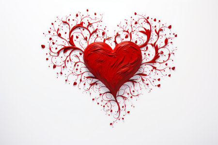 Heart made of red paint on a white background. Valentine's Dayの素材
